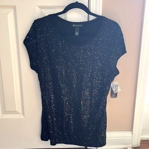 NWT INC International Concepts Sequin black stretch top